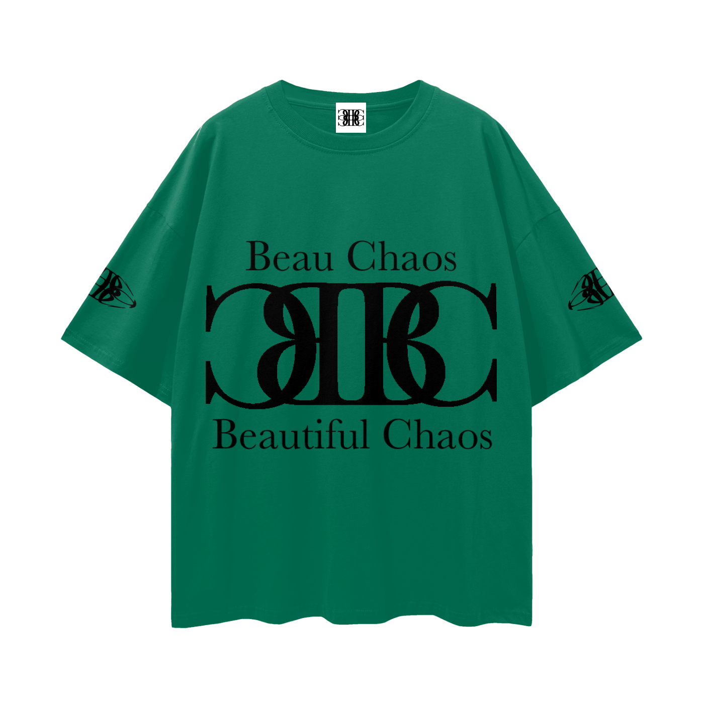 Beau Chaos Unisex "Name, Wide Stretch & BC Perspective" Logo Streetwear Loose Drop Shoulder T-Shirt