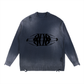 Beau Chaos Unisex "Wide Stretch & Name" Logo Sun Fade Distressed Ripped Crewneck Sweater