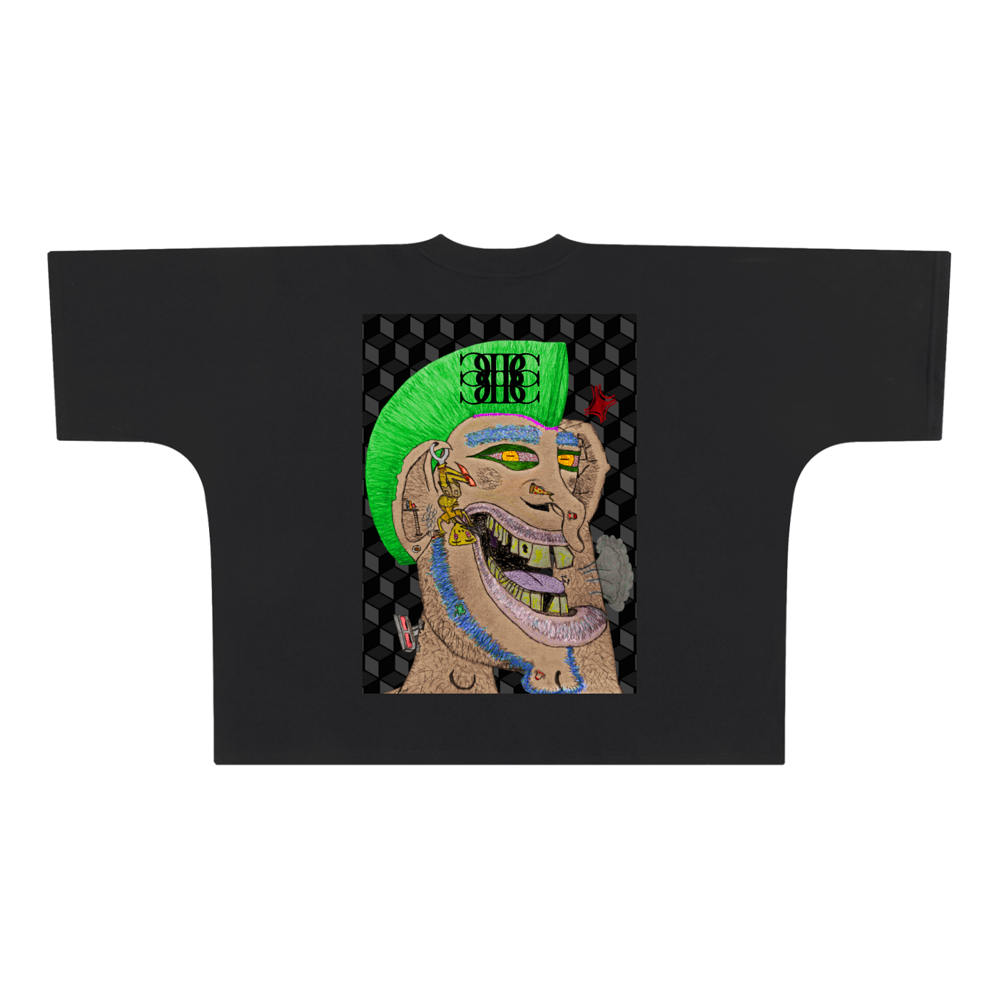 Beau Chaos Unisex "The Ugly Dude & BC Mirror" Logo Oversized One-Piece Boxy T-Shirt