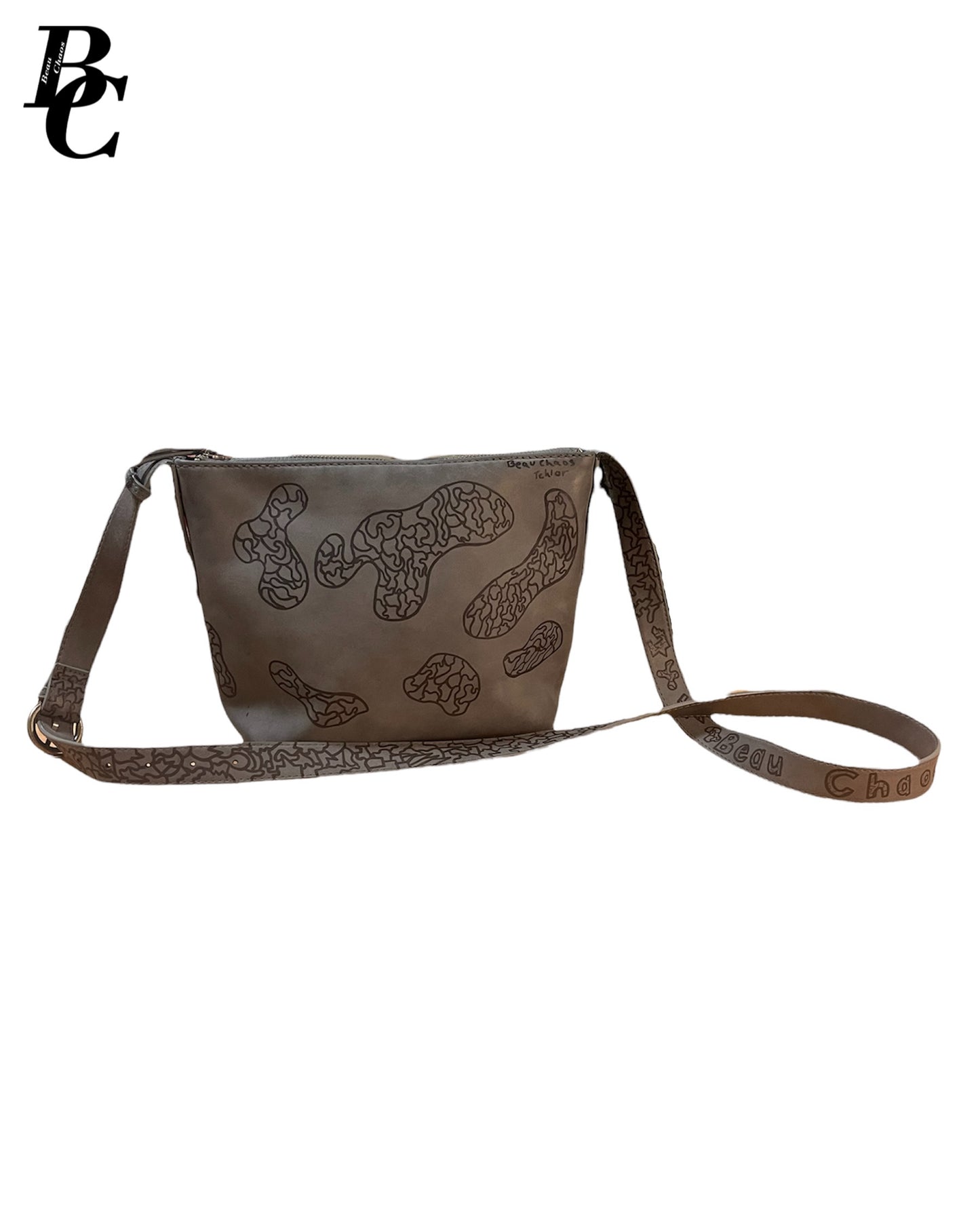 Beau Chaos Unisex “Curve & Line Blob” Logo Crossbody Bag