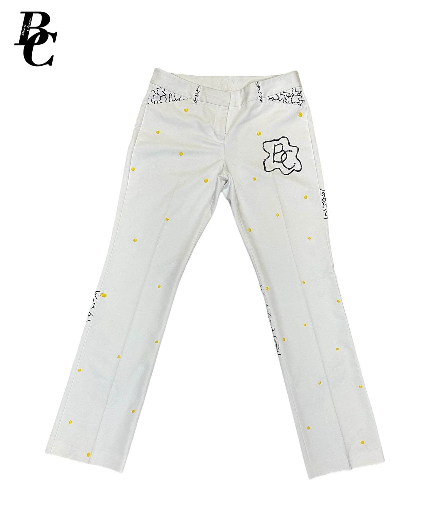 Beau Chaos Unisex “Dot Pattern & Sloppy Star Beau Chaos” Logo Flare Pants