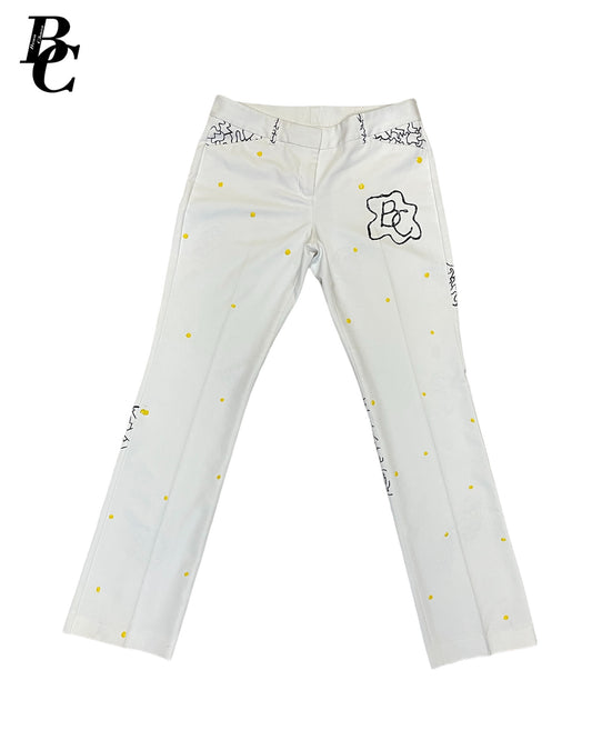Beau Chaos Unisex “Dot Pattern & Sloppy Star Beau Chaos” Logo Flare Pants