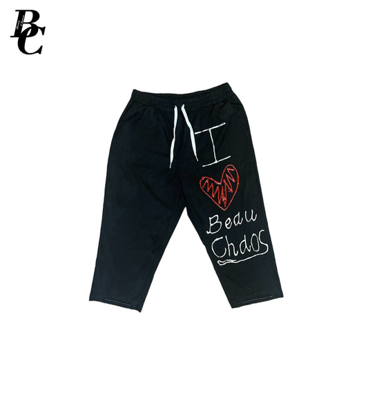 Beau Chaos Unisex “I Heart Beau Chaos” Logo Cropped Joggers