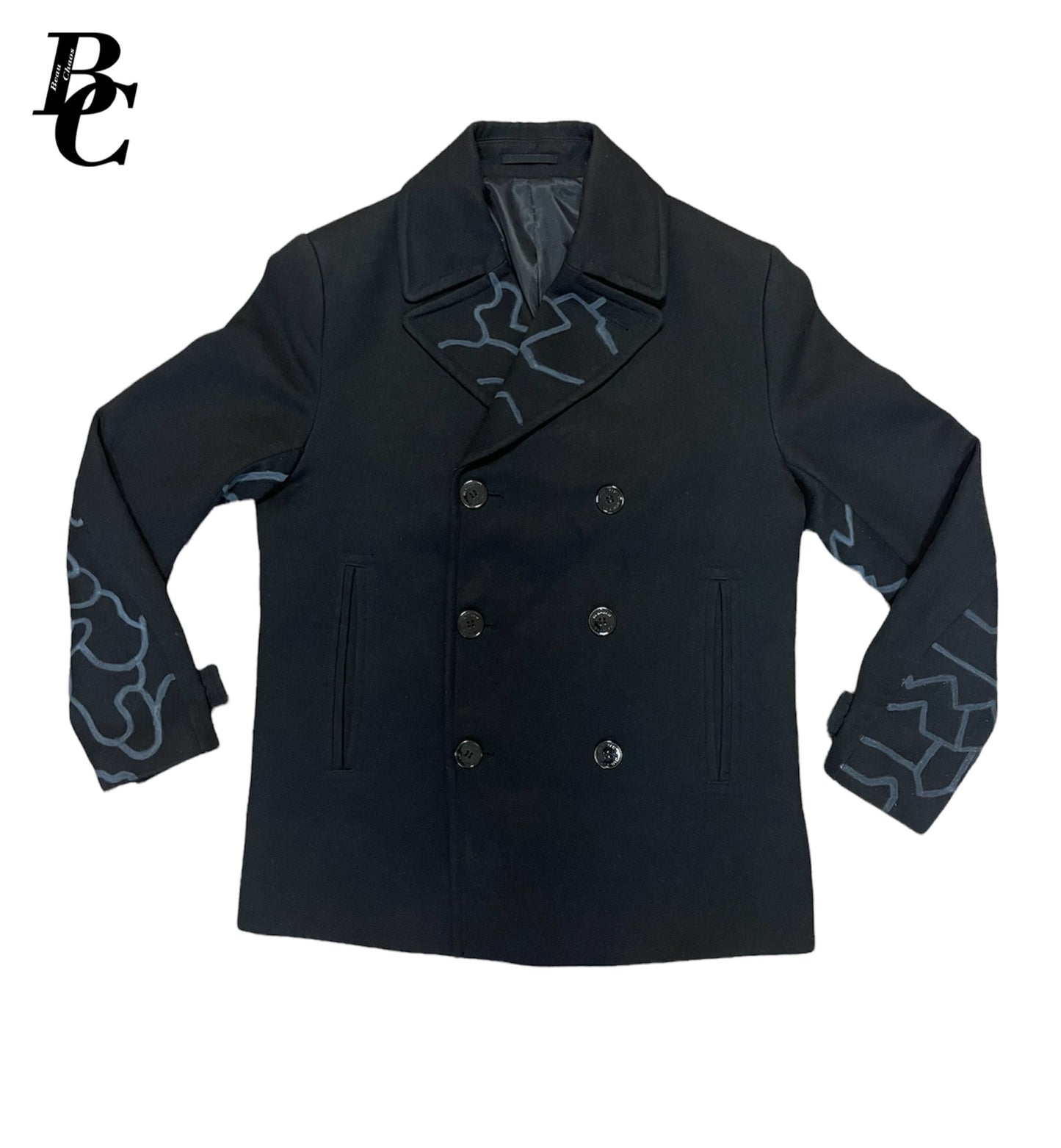 Beau Chaos Men’s “Line & Curve Pattern” Logo Peacoat