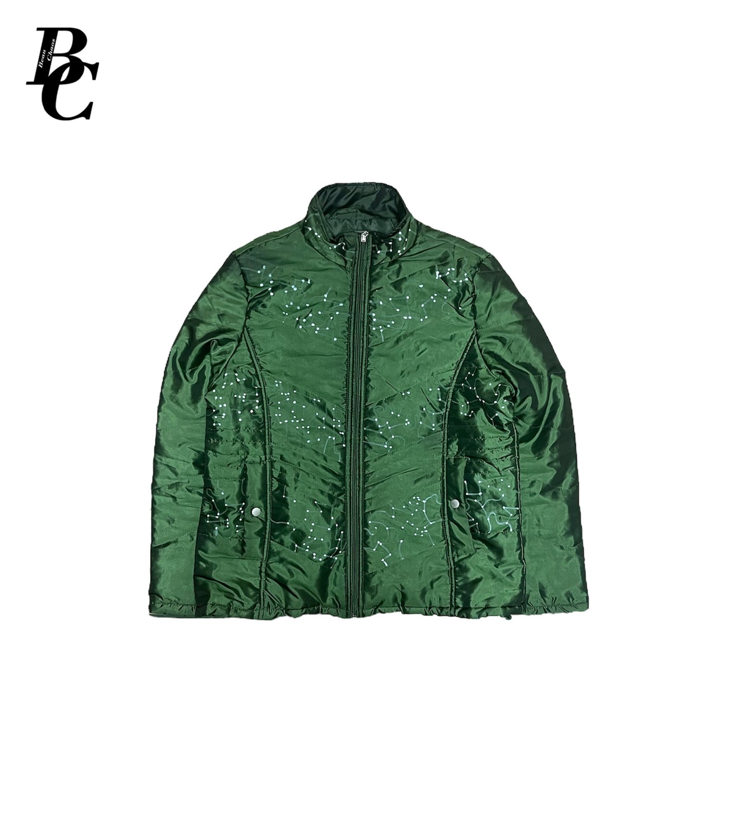 Beau Chaos Unisex “Dot & Line Pattern” Logo Puffer Coat